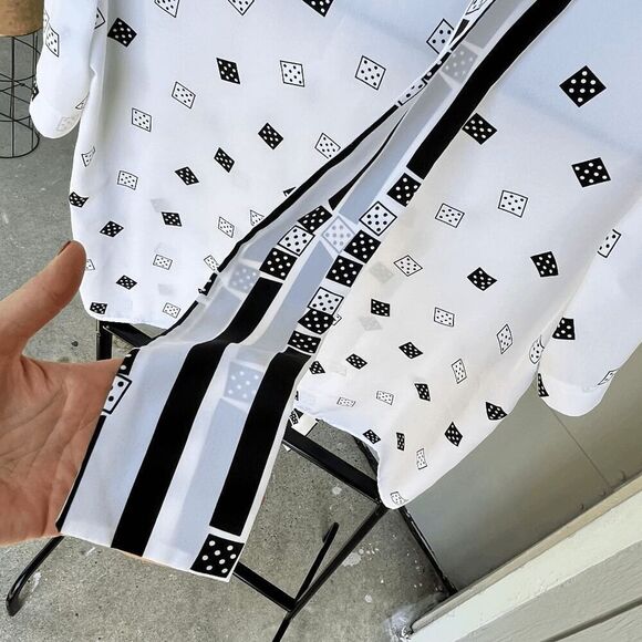 Vintage Haberdashery Dice Print Button-Up Blouse with Matching Scarf - Size L/XL - Picture 4 of 7